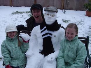 MATTHEW Keith with his nieces, Eleanor and Isobel, and their snowman in Westonzoyland.