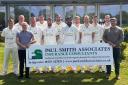 Wembdon first XI pictured with Sam and Paul Smith of Paul Smith Insurance Consultants, new club sponsor.