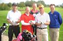 RICHARD Triscott, Colin Gudge, Kevin Gibbs, Kevin Hancock and club professional Andrew March. Photo Order Keywords: Brean Golf