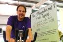 ALECK Ward, duty manager at Sanders Garden World, during the exercise bike challenge.