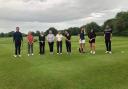 SESSION: Enmore Park professional Barry Forster, left, with the Ladies into Golf group - Nicky Thorne, Micky Foster, Katie Gibbons, Emma Sanders, Julie Violet, Michelle Blackford and Kayleigh Cook - and assistant pro Harry Brown