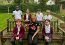 Michelle Attwood with Puriton Primary School pupils.