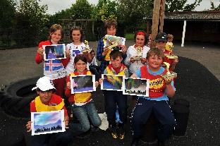 NORTHERN stars: Somerset Bridge pupils show off drawings of Iceland’s Northern Lights. 