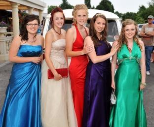 LOOKING stylish in their stunning dresses were, from left, Sophie Hillman, Megan Marden, Emma Davis, Amy Cook and Steph Foyle. 