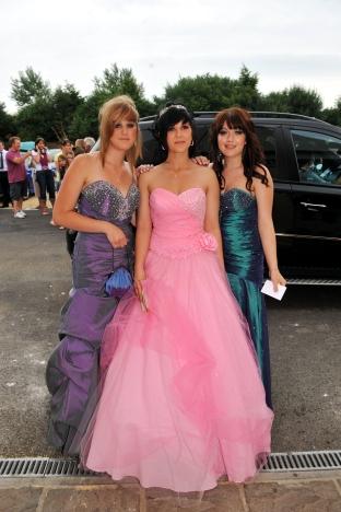 Paige Williams, Tiffany Nicholls and Kara Frampton look glitzy in their long dresses. 