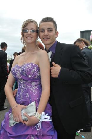 COORDINATED Rebecca Nailor and Oliver Brewer shone brightly in purple colours.