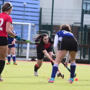 ON SONG: Bridgwater ladies 2nds player Jess Shobbrook (red kit) (all pics: Steve Richardson)