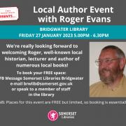 Roger Evans will speak to library visitors on Friday, January 27 between 5pm and 6.30pm.