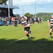 DASH: Henry Glidden scores North Petherton’s second try against Drybrook on Saturday. Pic: Chris Hancock