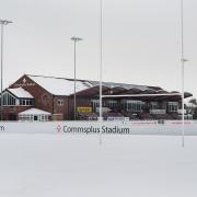 HYDE PARK: Taunton Rugby Club's Commsplus Stadium blanketed in white. Pic: Steve Richardson