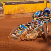 CRASH: Somerset Rebels' Jack Holder saw his night ended early by a heat 3 incident. Pic: Colin Burnett