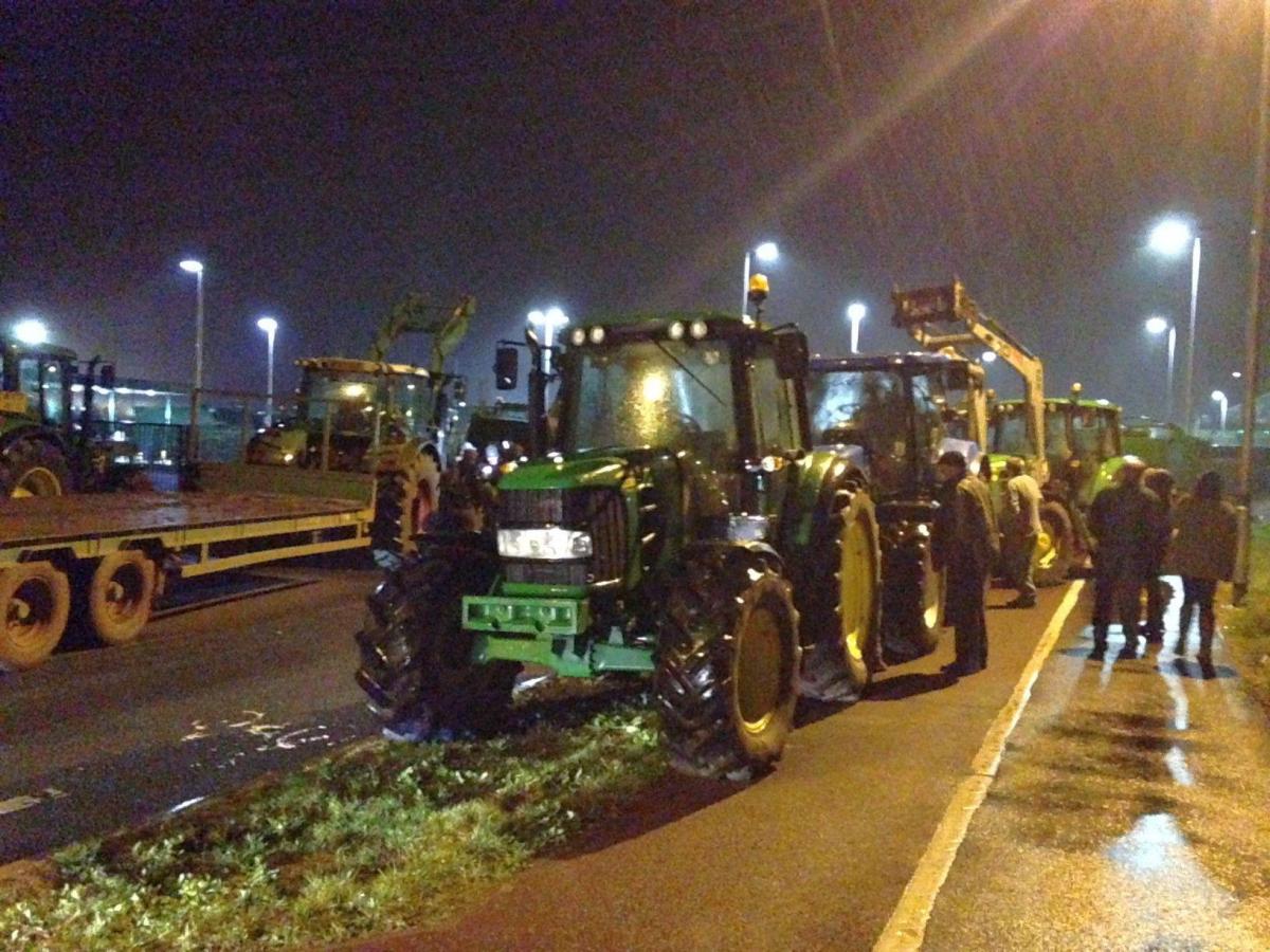 TRACTORS line the streets near the Morrisons distribution centre in Bridgwater.