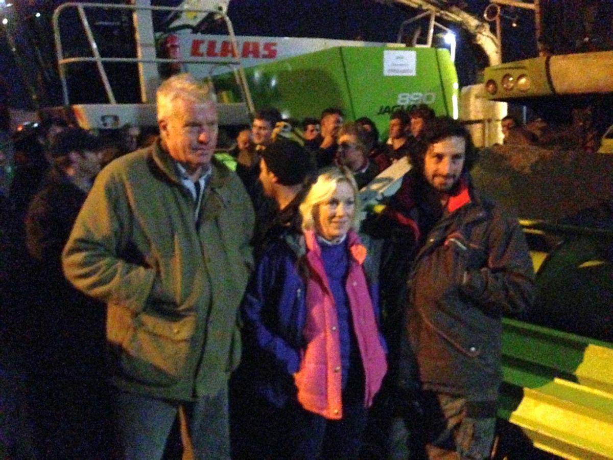 FARMERS for Action chairman, David Handley, Wells MP Tessa Munt and one of the organisers James Hole.