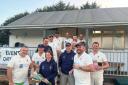 Spaxton celebrate their promotion as runners up in Division Three of the Somerset Cricket League