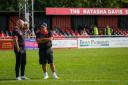 New manager Andy Llewellyn speaking with departed manager Dave Pearse.