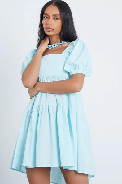 Bridgwater Mercury: Blue Linen Back Detail Tiered Smock Dress. Credit: I Saw It First
