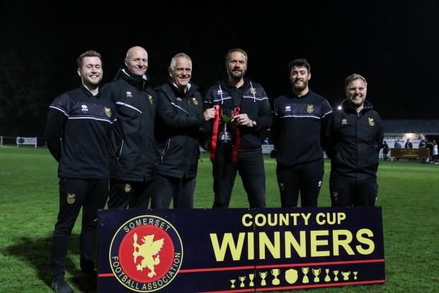 Bridgwater Mercury: The coaching team and and some of the backroom staff at Bridgwater United