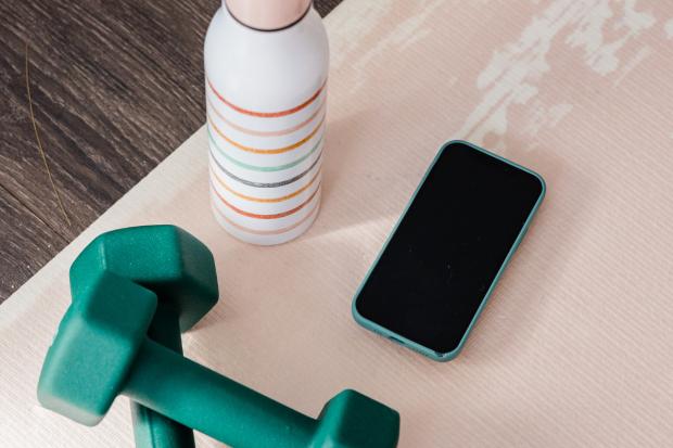 Bridgwater Mercury: Dumbbells, water bottle and a phone. Credit: Canva