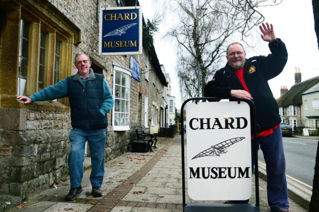 DONATION: Chard Museum chairman Vince Lean (left) and trustee Howard Bailey (right) outside Chard Museum
