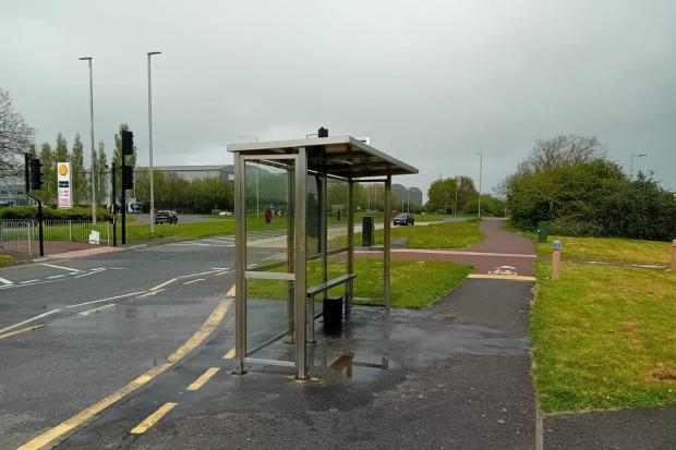The new bus shelter on the A38.