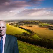Ian Liddel-Grainger, inset, with the Somerset Levels behind him.