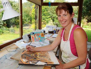Jackie Curtis of Bawdrip shows off her watercolour works.
