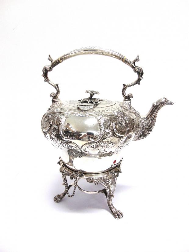 Bridgwater Mercury: DELIGHTFUL: Georgian style silver spirit kettle on stand