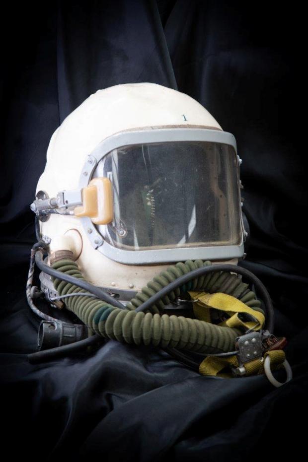 Bridgwater Mercury: COSMONAUT: A space helmet used and signed by Russian cosmonaut Alex sandr Yolkov during his trip to Salyut 7 in 1985. Picture SWNS