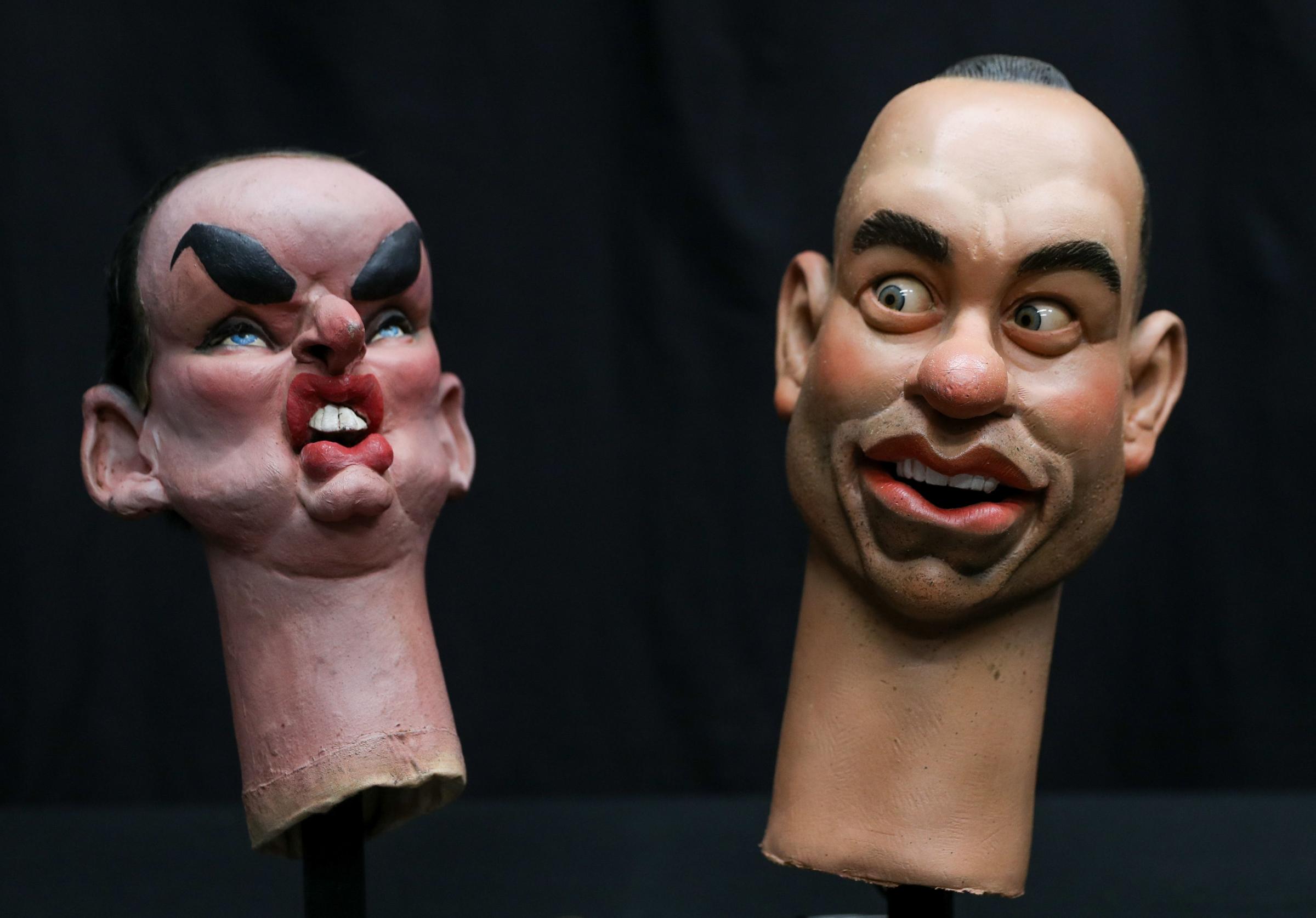Bridgwater Mercury: COMICAL: Spitting Image puppet heads of Tom Hanks (right) and Boy George. Photo: Andrew Matthews/PA Wire